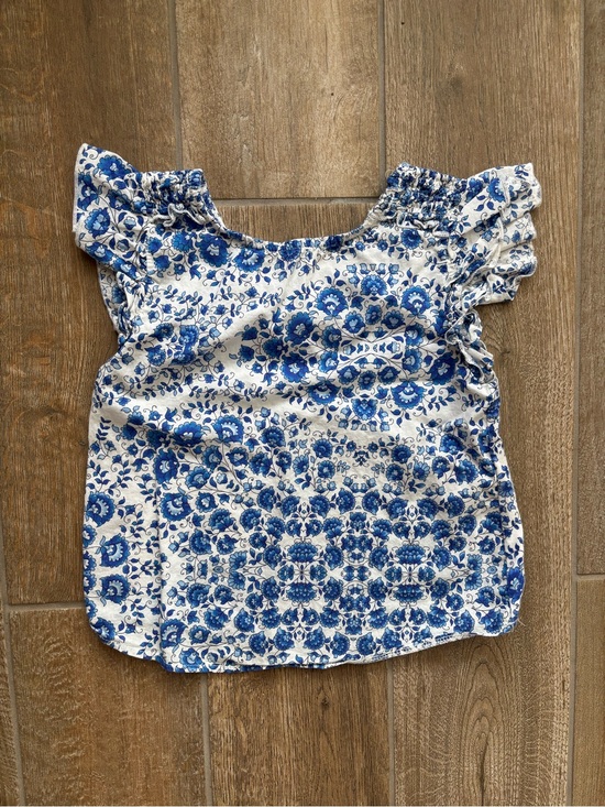 Zara Other - Zara Girls Blue Floral Ruffle Sleeve Top Sz 7